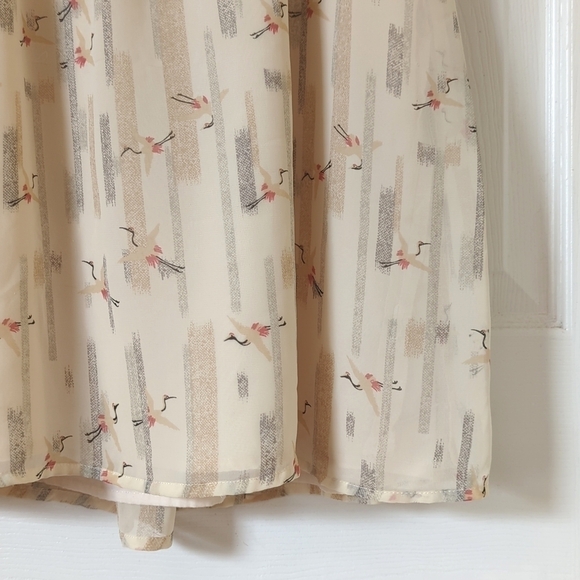 Silence + Noise Urban Outfitters Crane Printed Sleeveless Mini Dress Cream Small - Picture 10 of 15